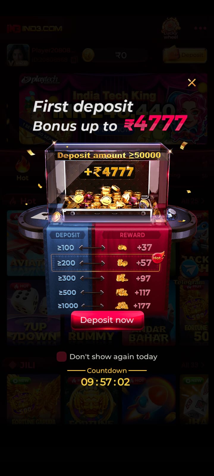 IND3 Game app interface